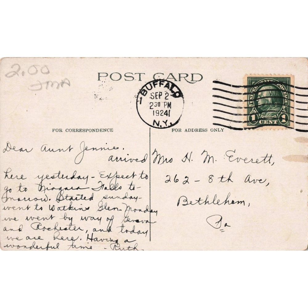 Vintage 1924 Buffalo NY Main Street Lafayette Square Postcard 56 NY Litho - Picture 2 of 2